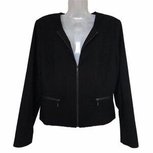 CALVIN KLEIN Collarless Zip Up Blazer/Suit Jacket Size 10